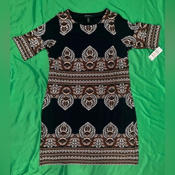 NWTINC International Concepts Elegant Black and Brown Patterned Dress size 2X - Picture 2 of 8